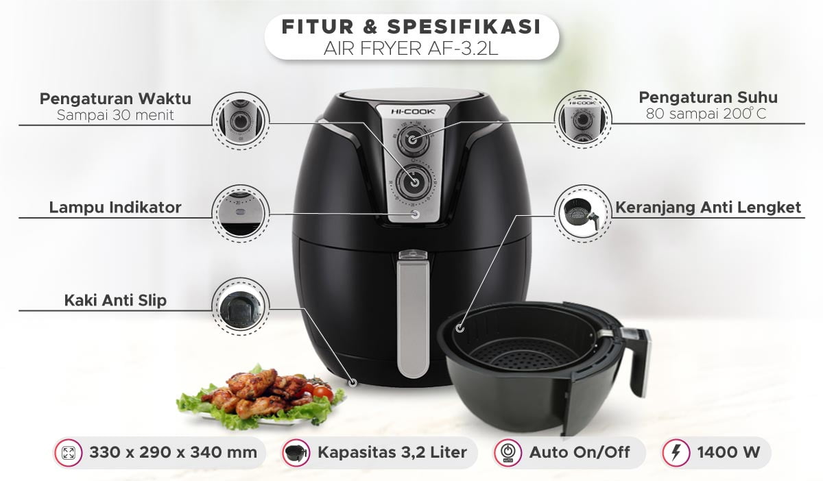 Air fryer low watt hi-cook