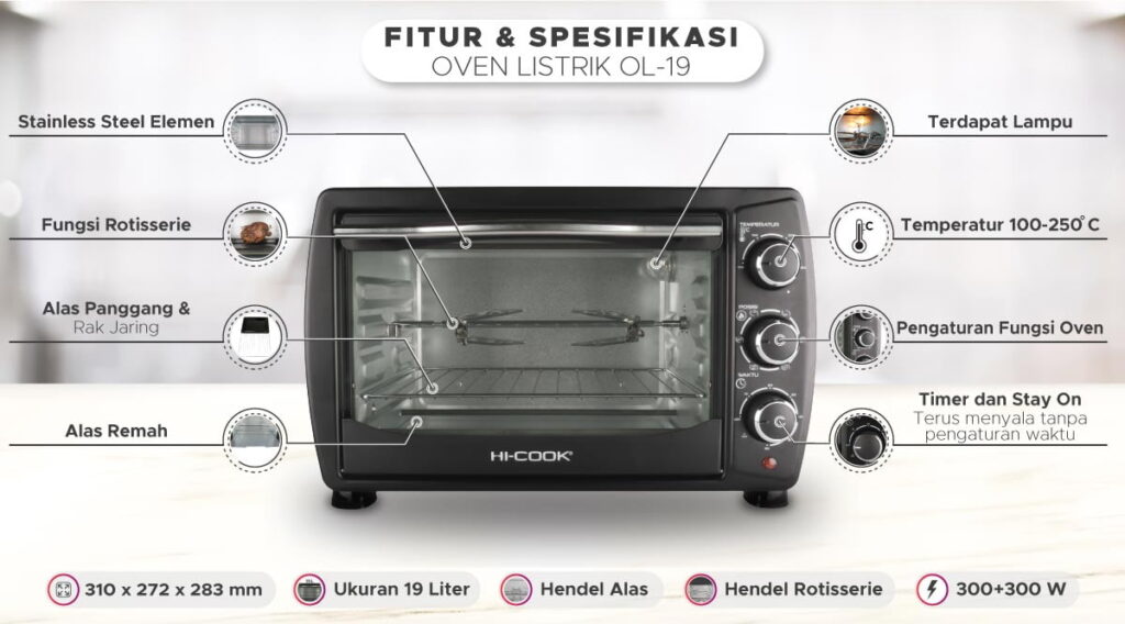 spesifikasi oven kue listrik Hi-Cook OL-19