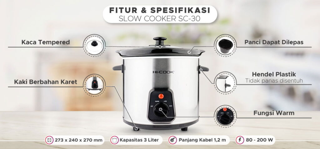 spesifikasi slow cooker hicook