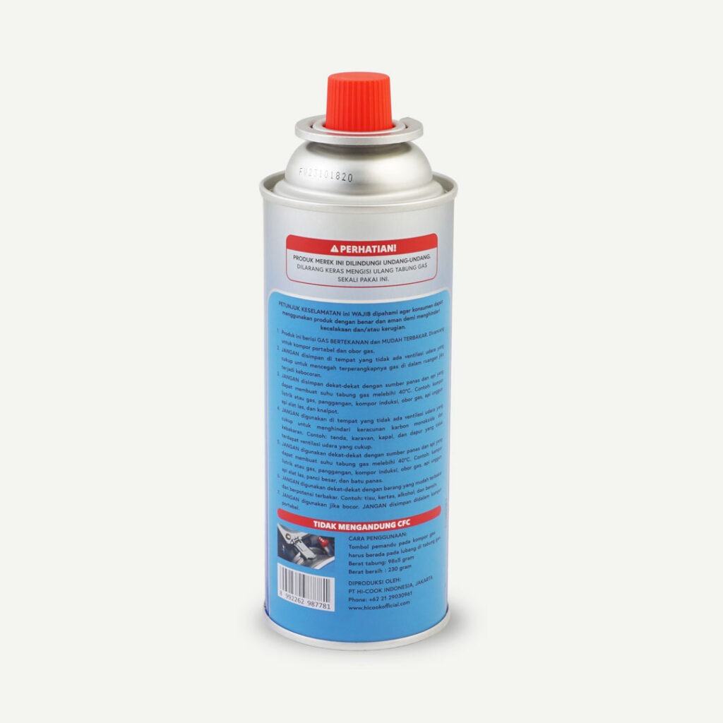 HI-COOK gas portabel tampak belakang